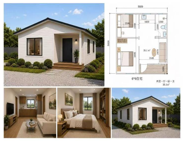 Kit solaire résidentiel installé avec maison préfabriquée